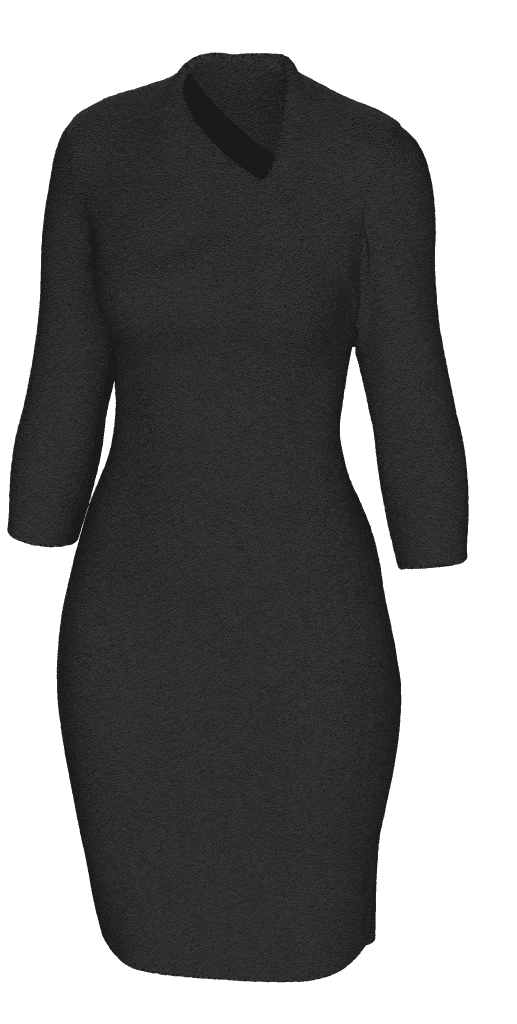 Assymetric black dress 3/4 sleeve
